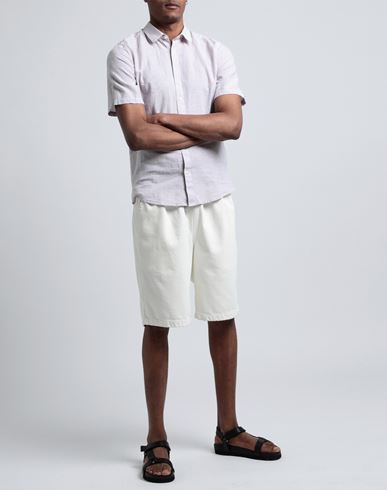 Man Shirt Lilac Size L Cotton, Linen