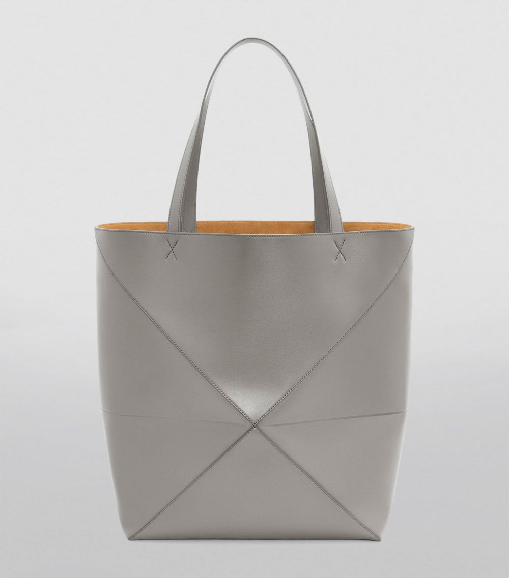 Large Leather Fold Puzzle Tote Bag
