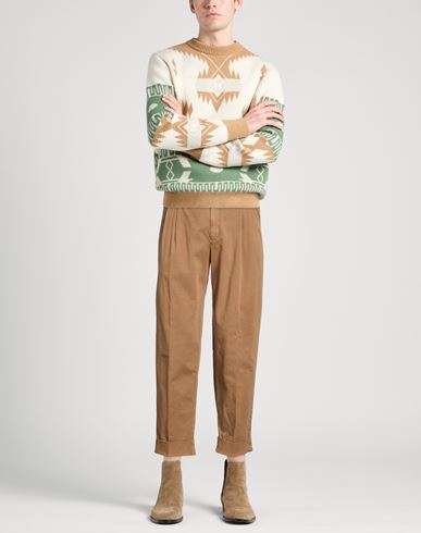 Man Pants Brown Size 36 Cotton, Linen, Elastane