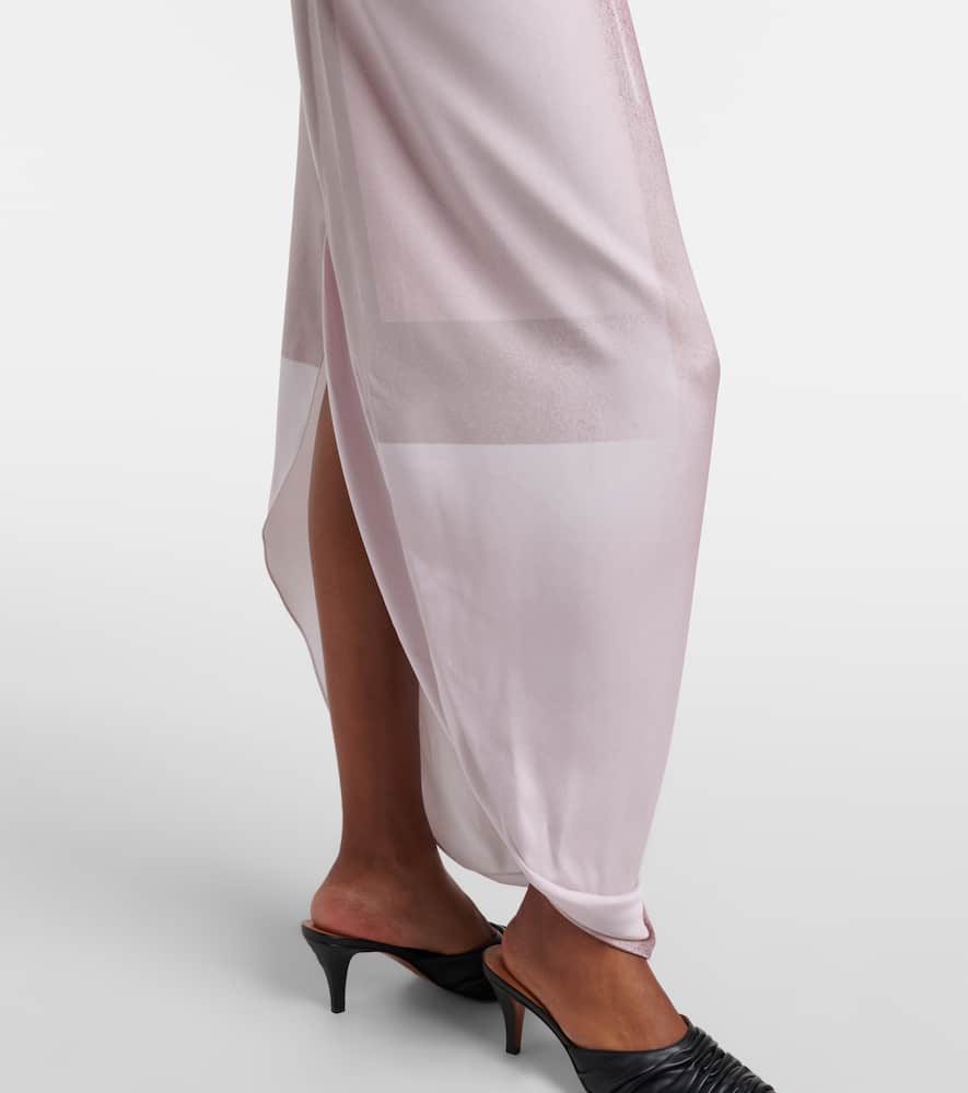 Trompe l'ail draped satin maxi dress