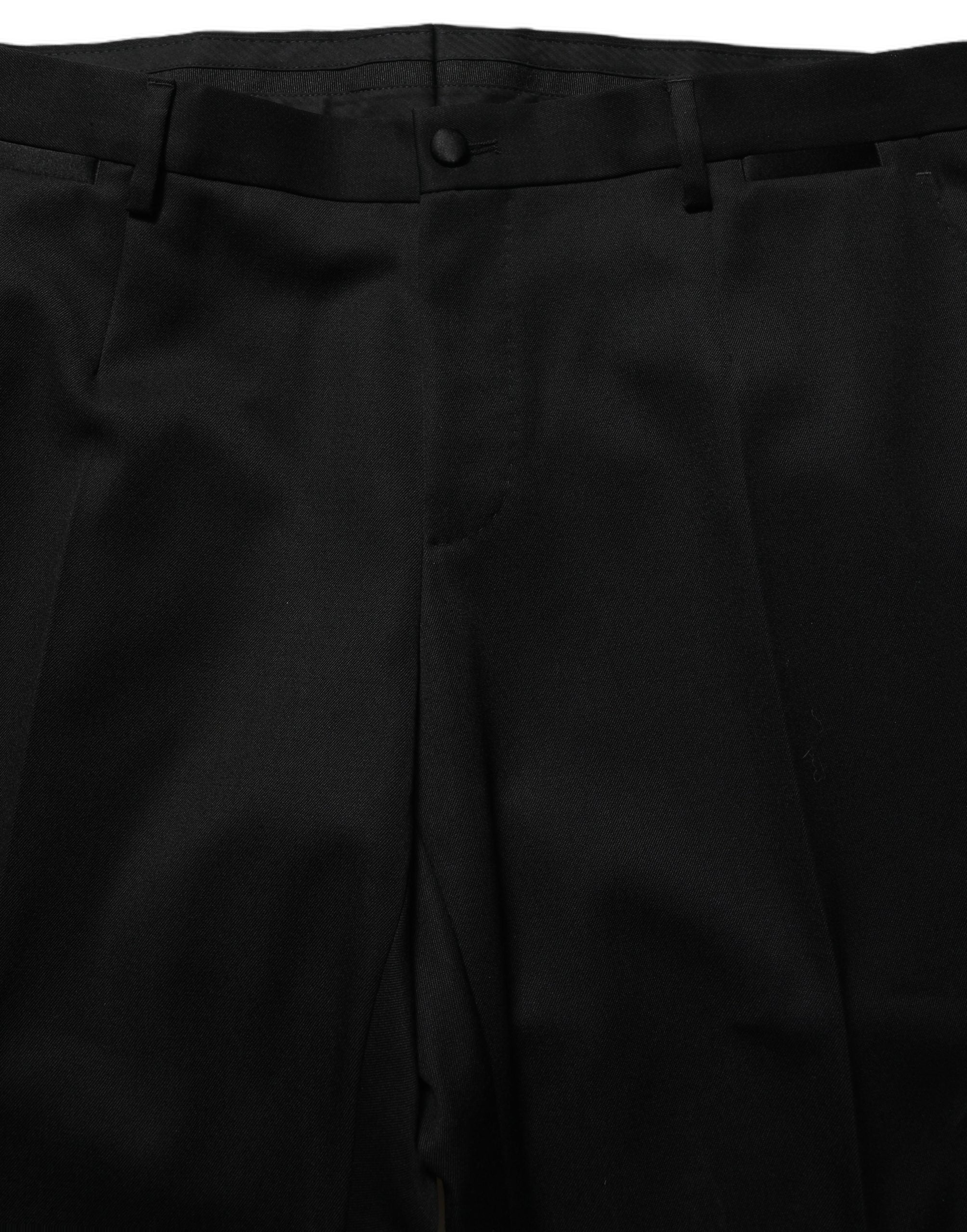 Single-Breasted Virgin Wool Pant Suit — Black