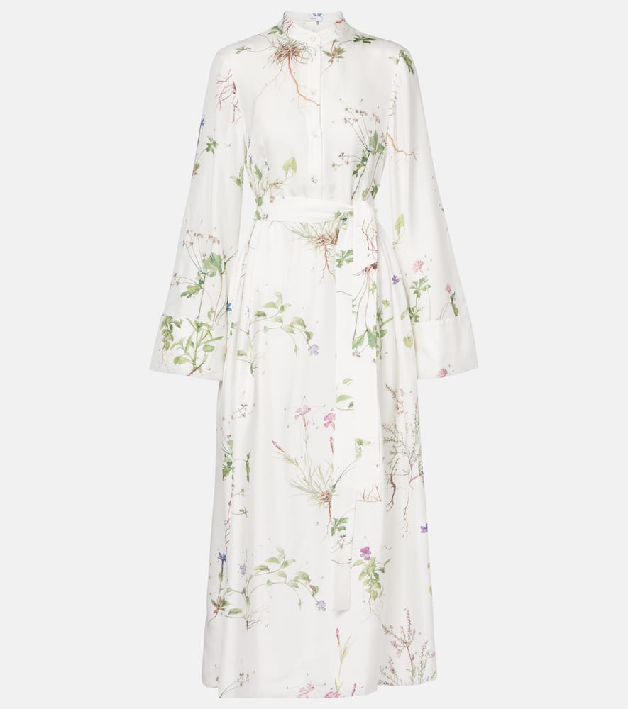 Floral printed silk midi dress