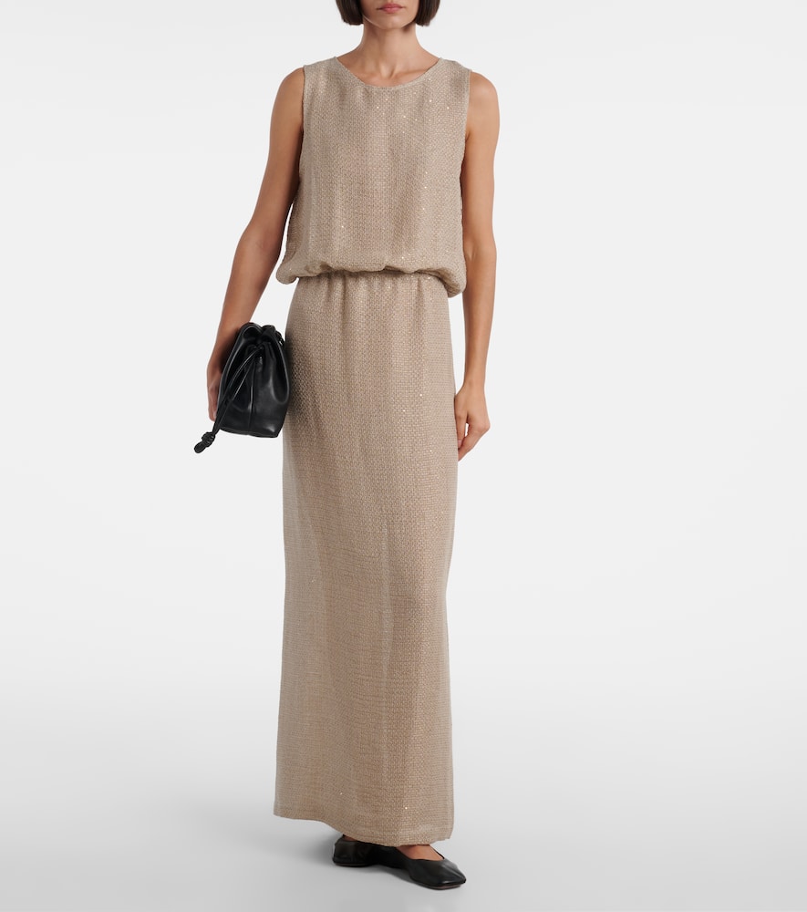 Stella sequined linen-blend top