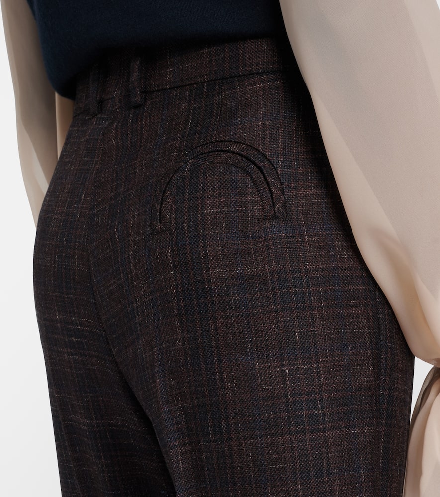 Blazé Milano Fox checked wool and silk wide-leg pants
