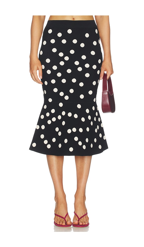 L'AGENCE Mae Polka Dot Flare Skirt in Black,White. - S also in XS
