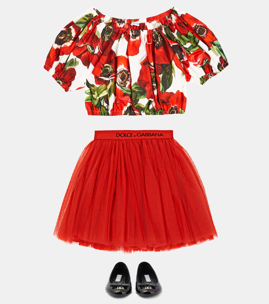Floral off-shoulder cotton crop top