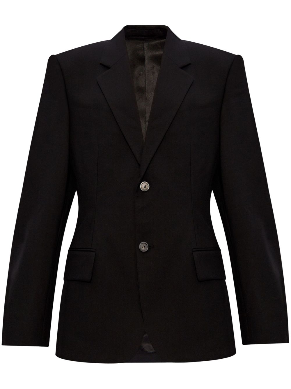 Single-breasted wool blazer - Black