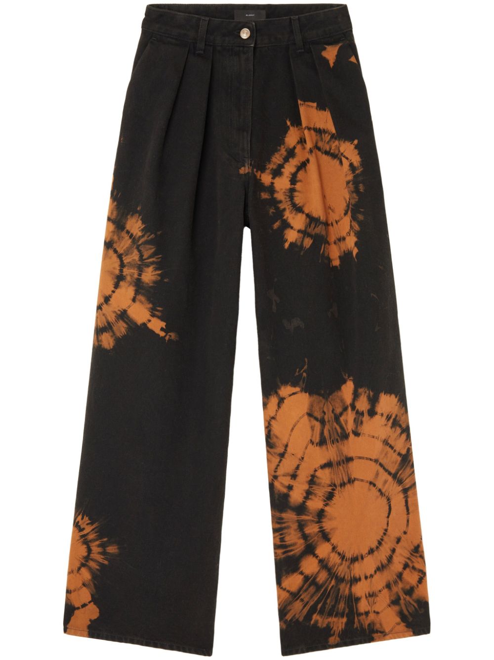 Abstract-pattern wide leg jeans - Black
