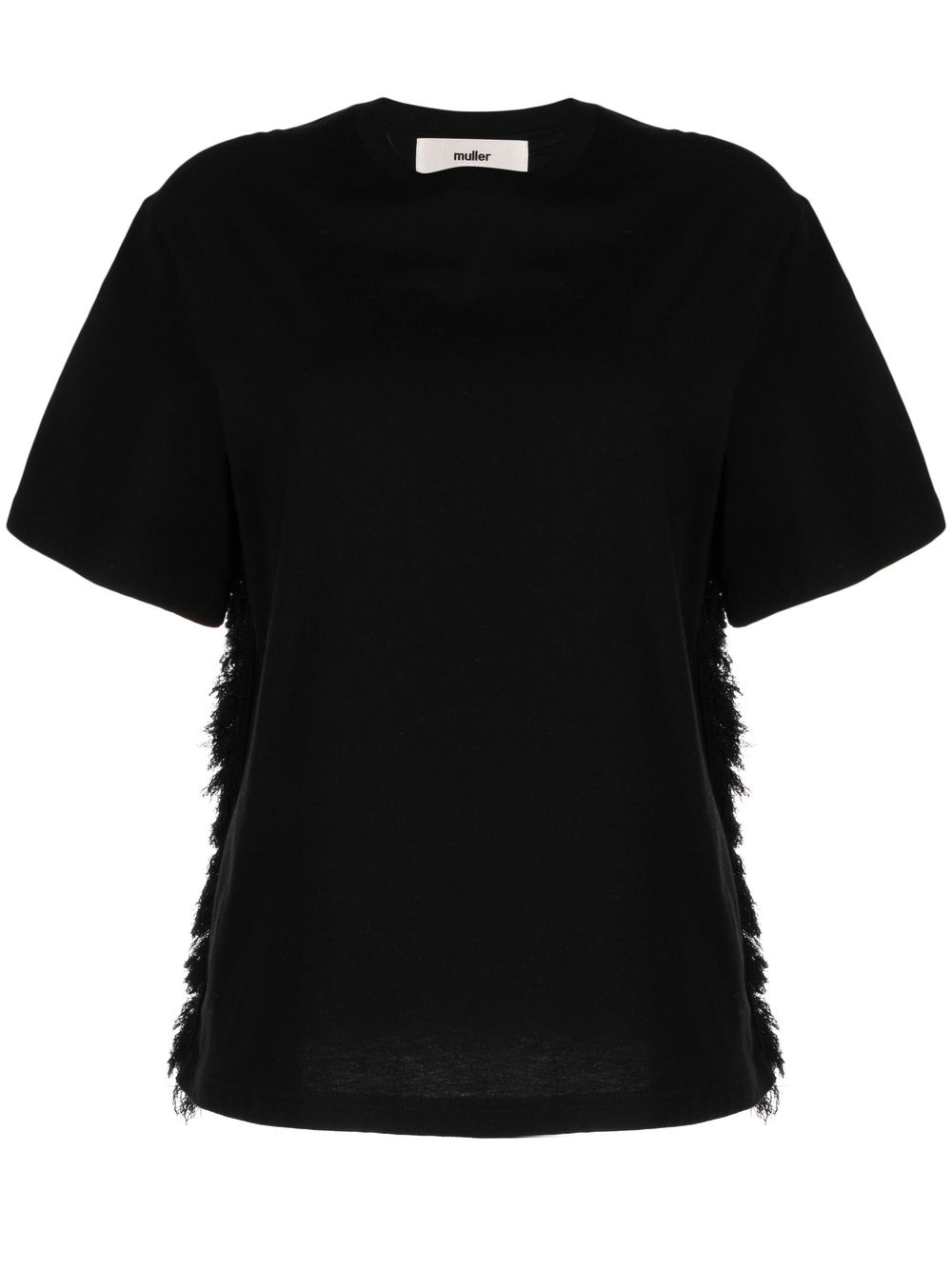 Fringe-detail short-sleeve T-shirt - Black