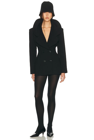 Helsa The Rampling Blazer in Thick Crepe in Black. L also in M, S, XL