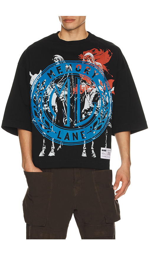 Memory Lane Layered Icons Crop Tee in Black. M. Also in L, S, XL/1X