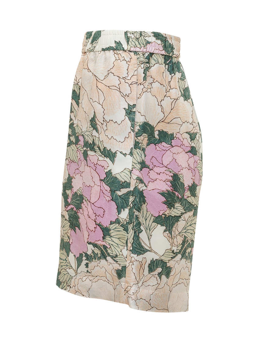 Beige Floral Shorts