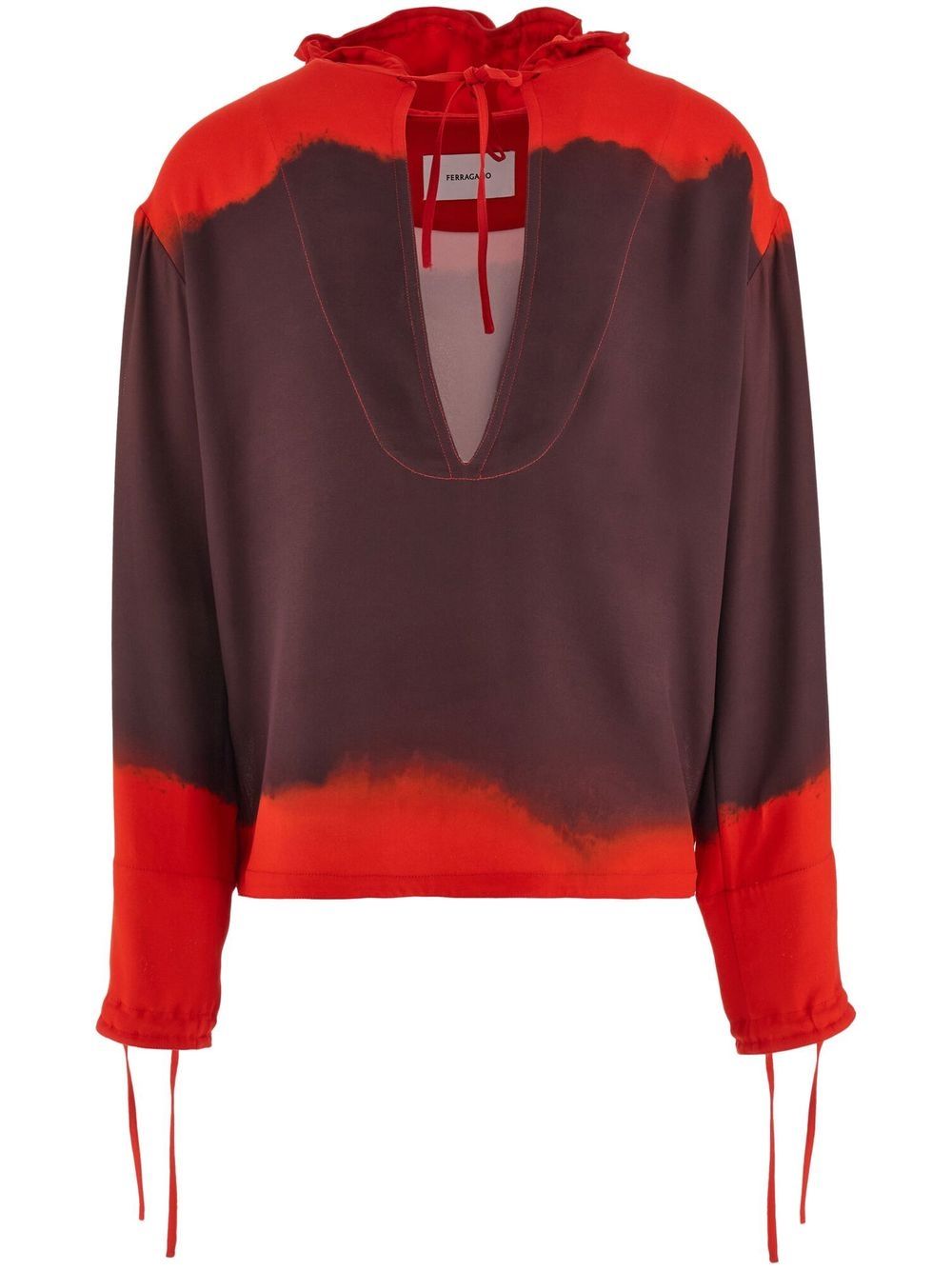 Gradient-effect hooded kaftan - Red