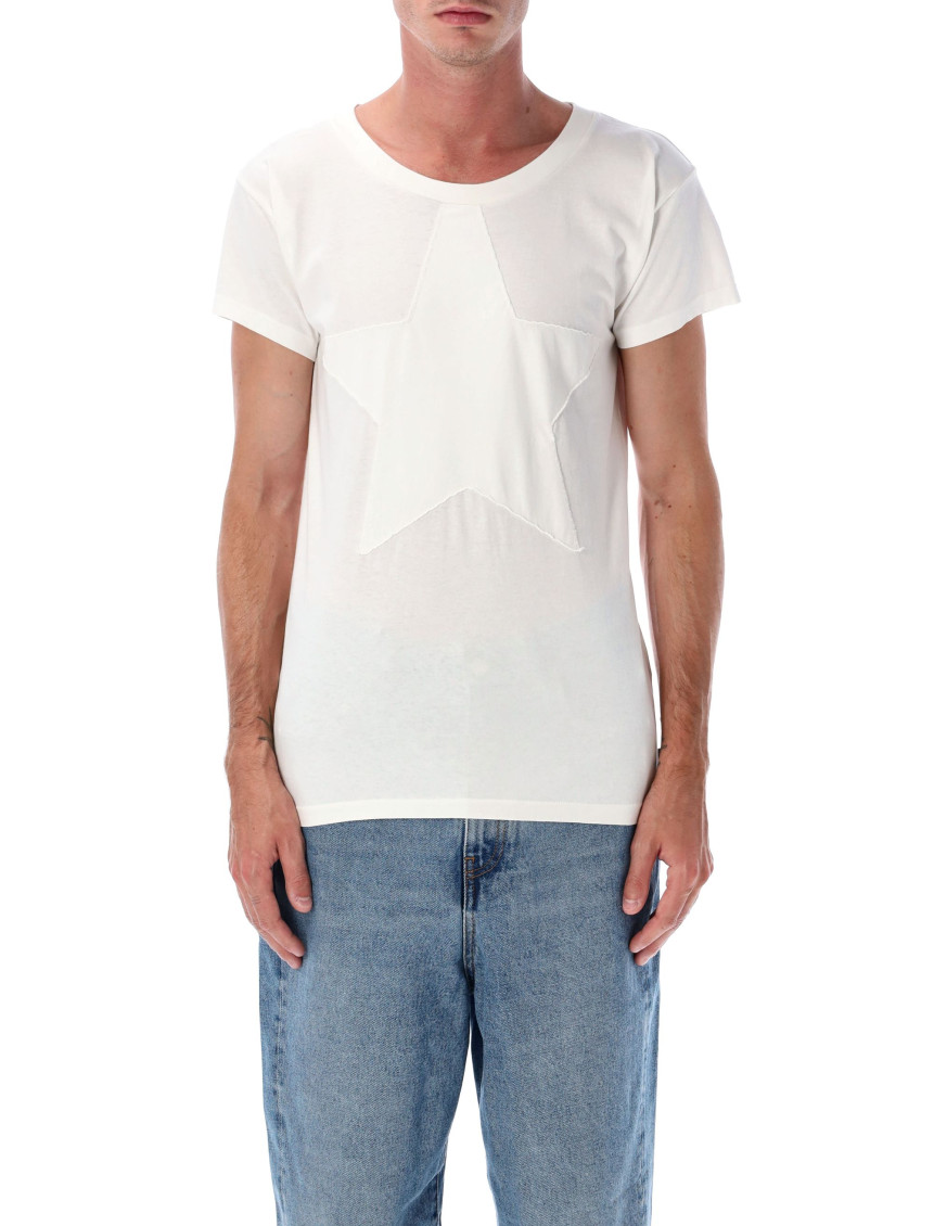 White Round Neck Embroidered T-Shirt