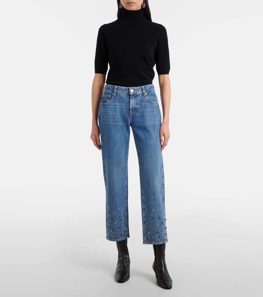 Calie embellished cropped straight jeans