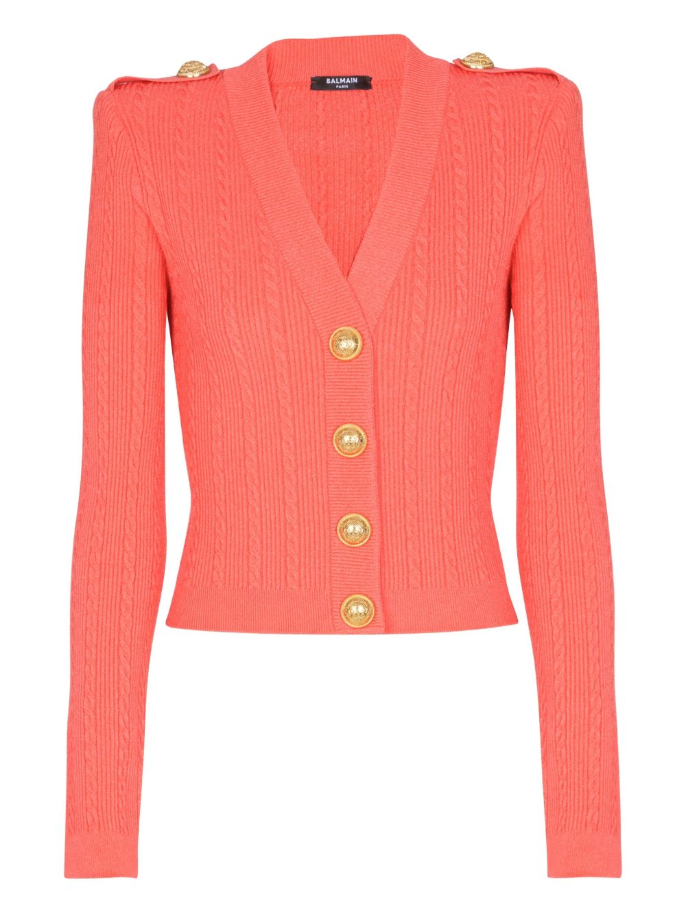 Ribbed Knit Cardigan — Coral