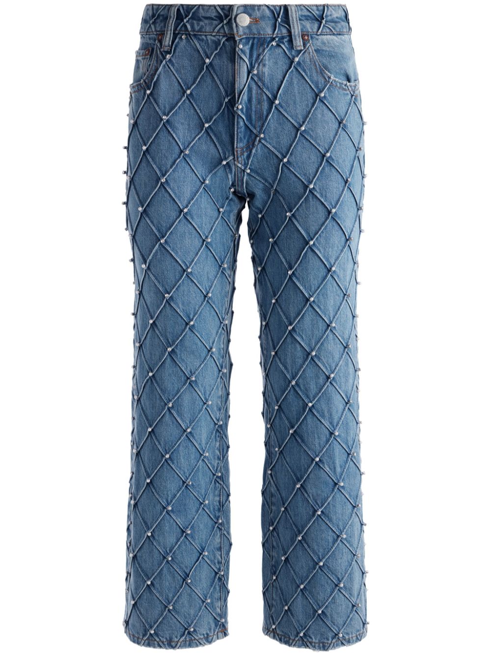 Weezy quilted cropped jeans - Blue