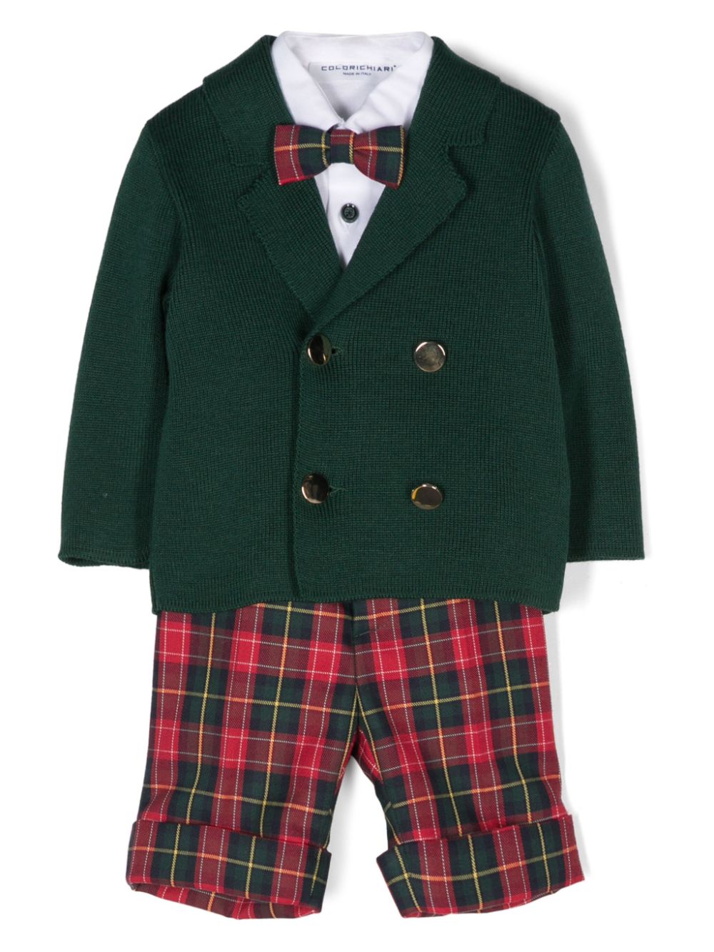 Tartan-pattern trousers set - Green
