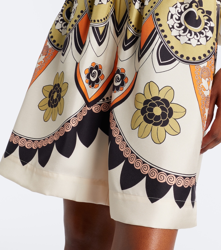 Printed silk twill Bermuda shorts