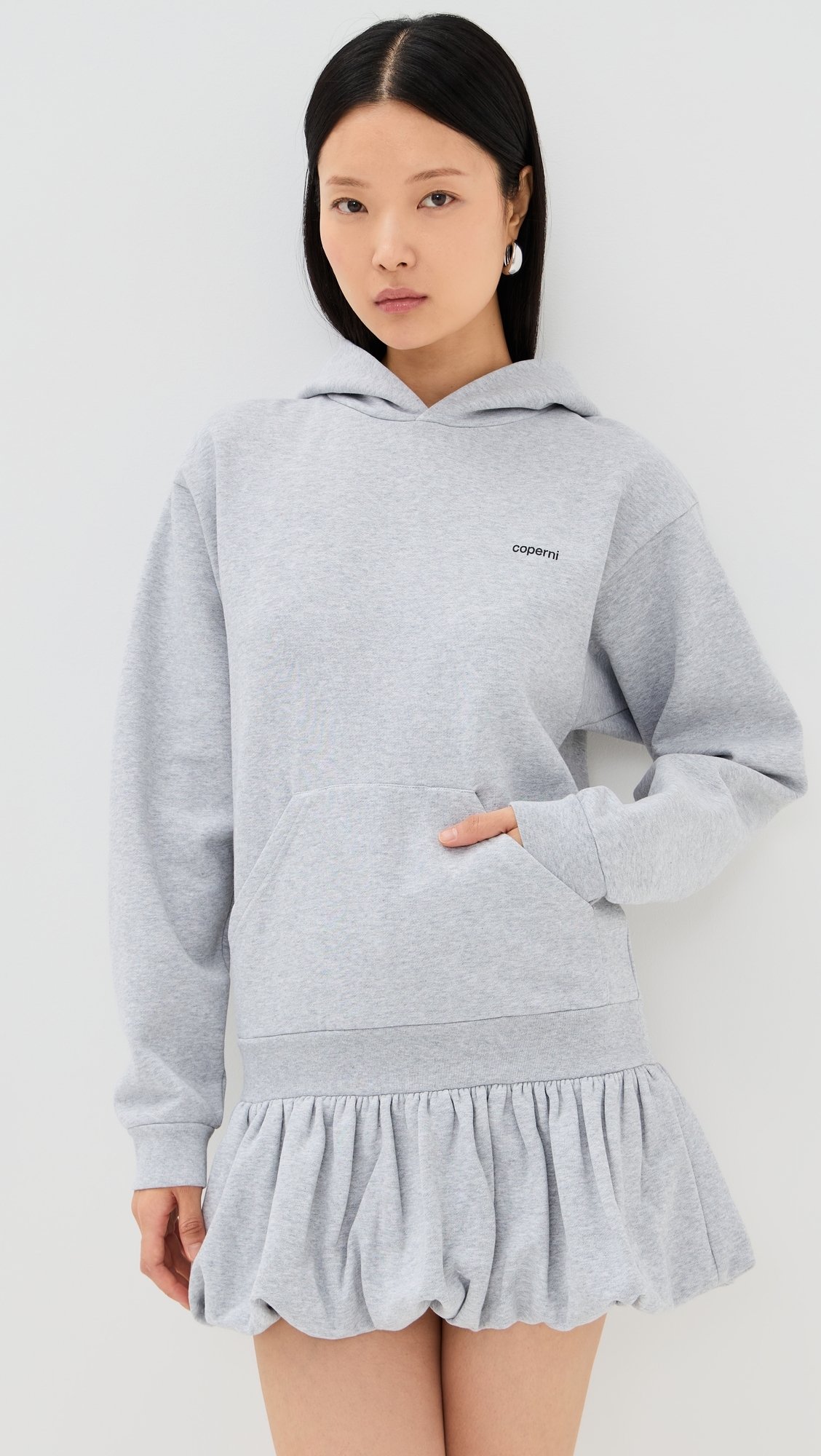 Basque Logo Hoodie Dress Grey-Black Print