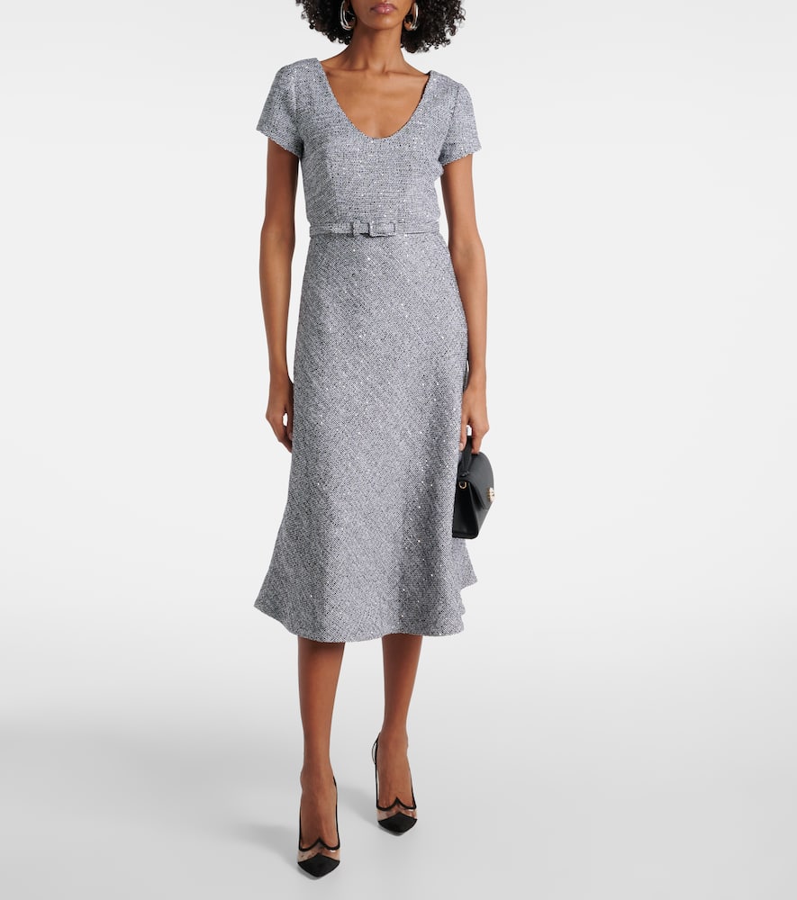 Sequined tweed midi dress