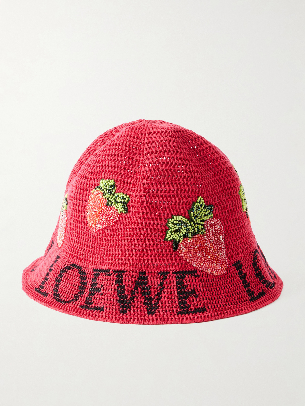 + Paula's Ibiza Strawberry Embellished Cotton Bucket Hat - Red