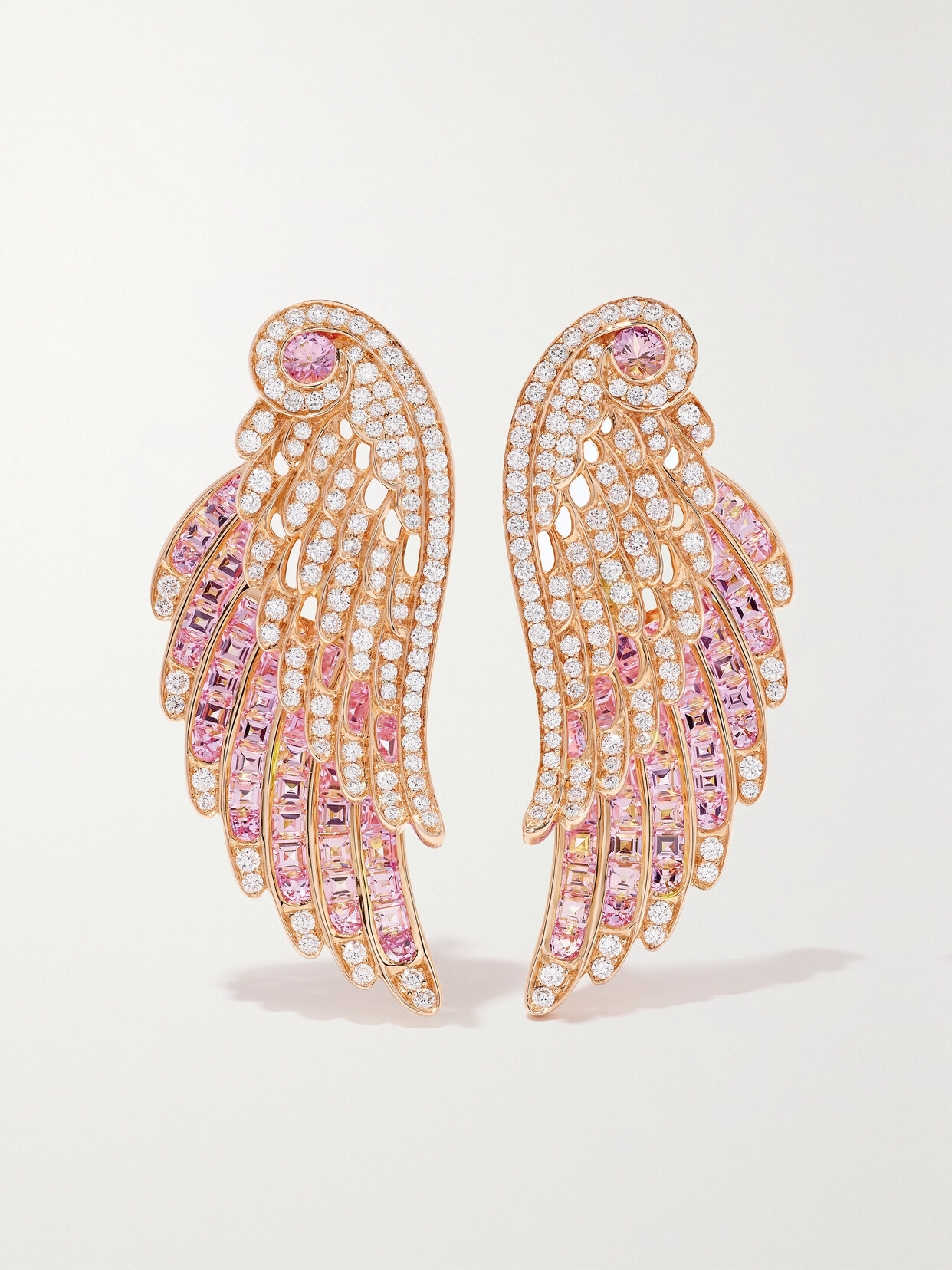Wings Embrace 18-karat Rose Gold, Sapphire And Diamond Earrings - One size