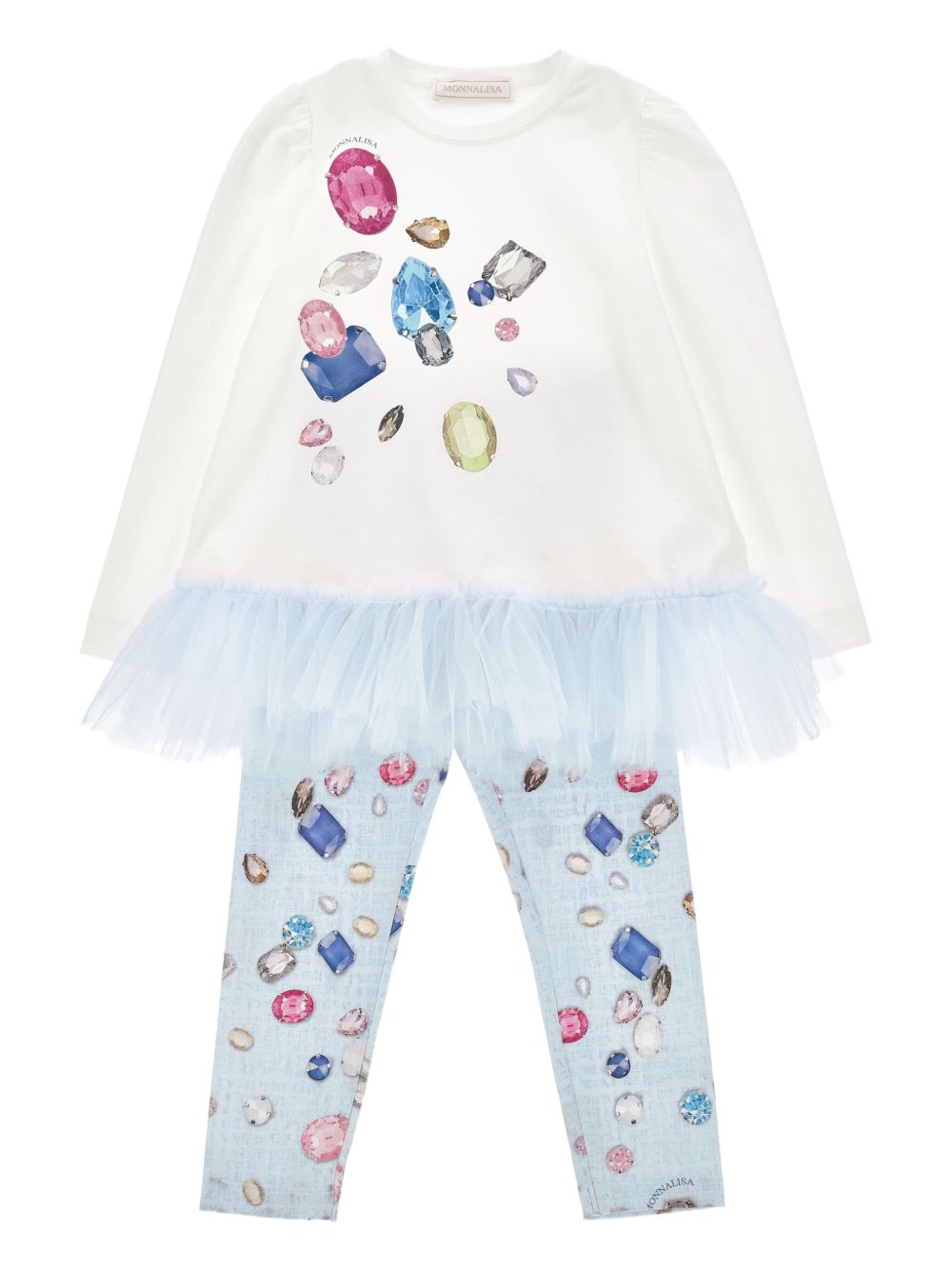 Jewel-print top and leggings set - White