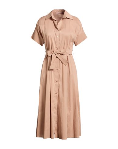 Woman Midi dress Sand Size 10 Cotton, Polyamide, Elastane