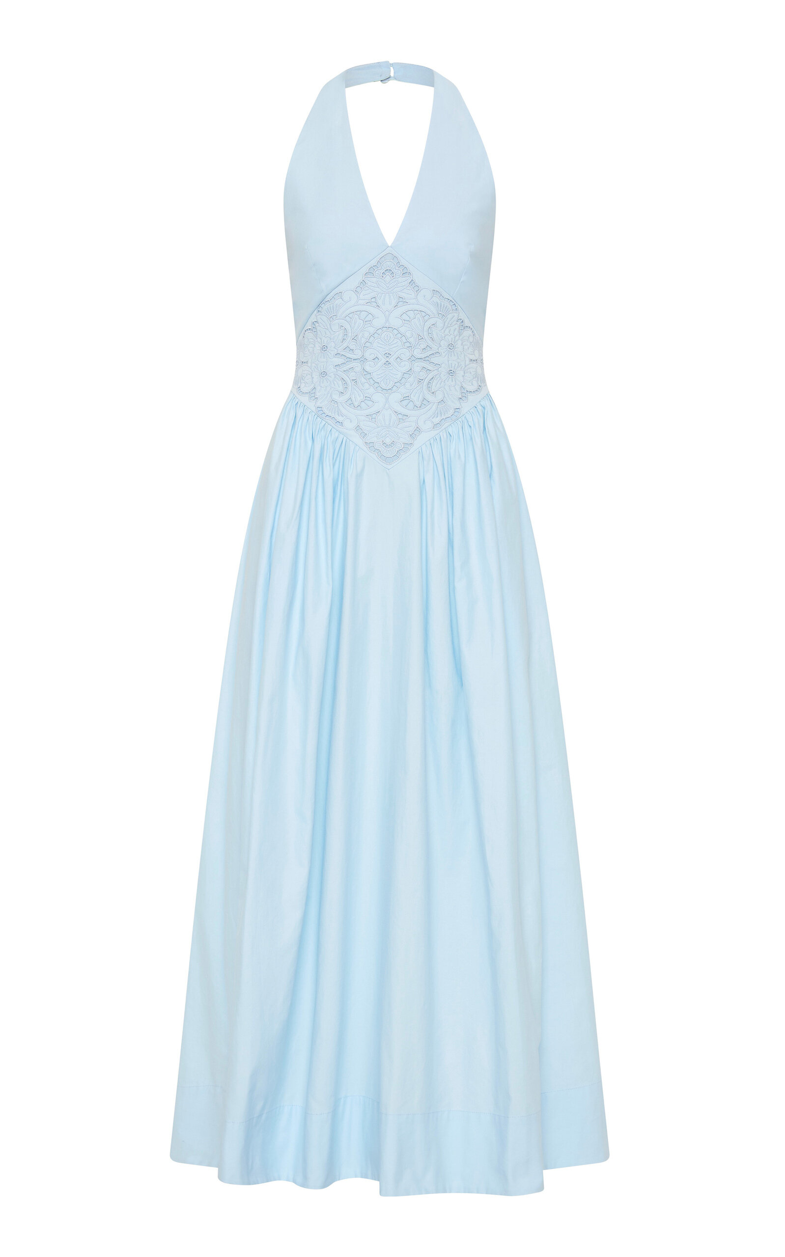 Maddie Broderie Anglaise Cotton Halter Maxi Dress - Moda Operandi