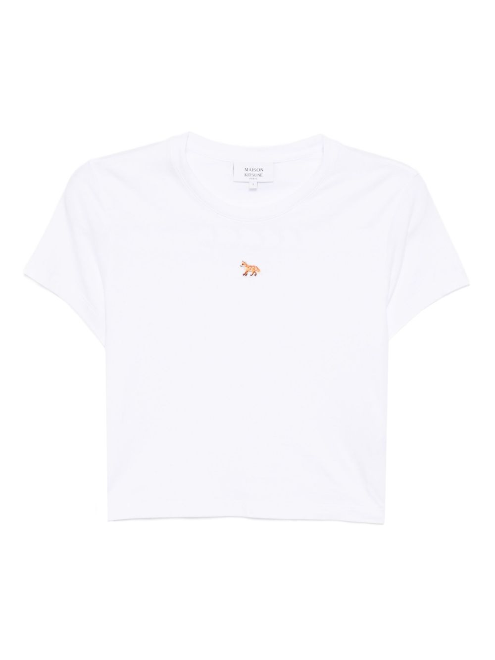 Baby Fox-Embroidered Cotton T-Shirt — White