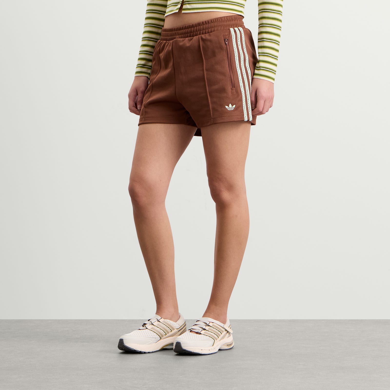 Women's Firebird Crochet Stripe Shorts Preloved Brown