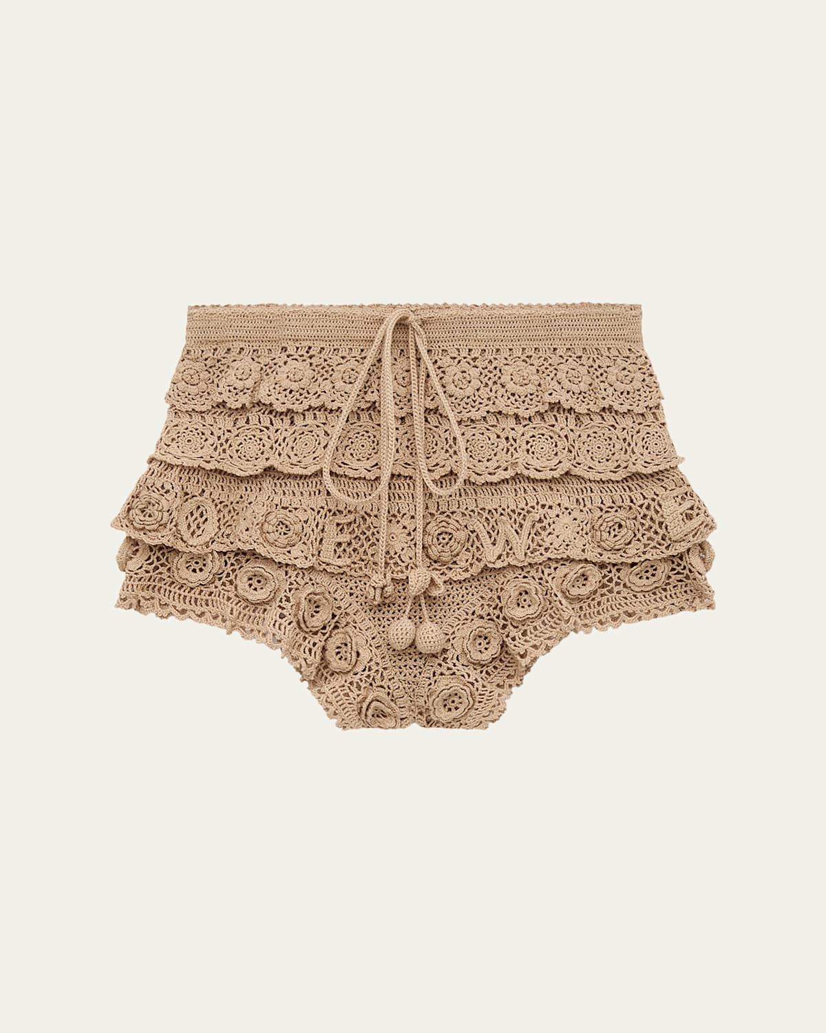 X Paula's Ibiza Tiered Ruffle Crochet Pull-On Shorts