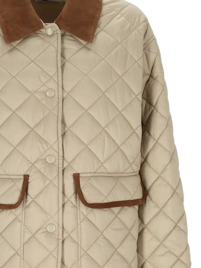 Miu Miu - quilted jacket with suede collar and pocket