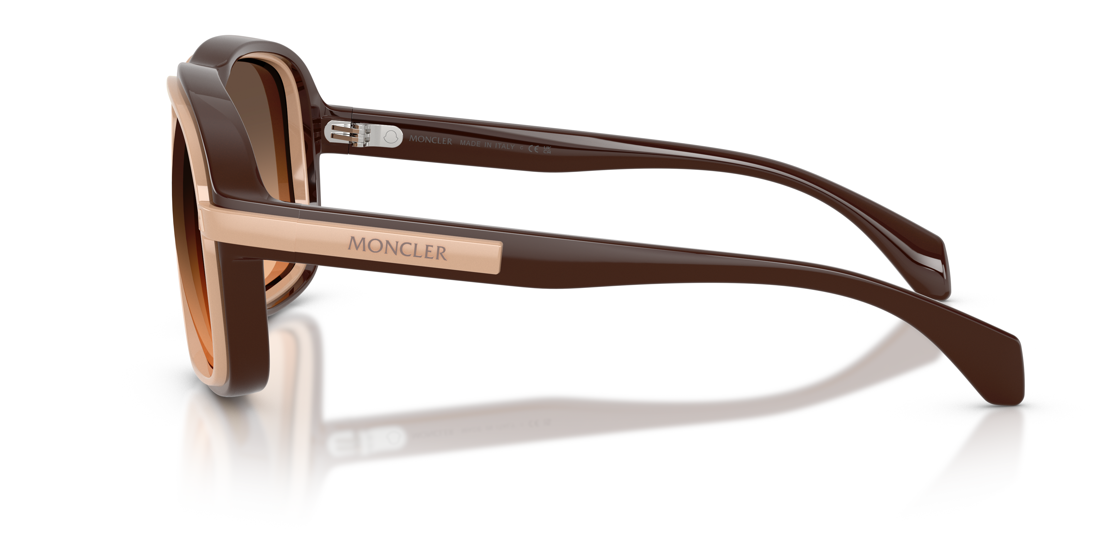 Moncler Unisex Moncler ME8011U TWOTONE 5022G9 Sunglasses Injected Brown Brown Squared Normal Nuanced