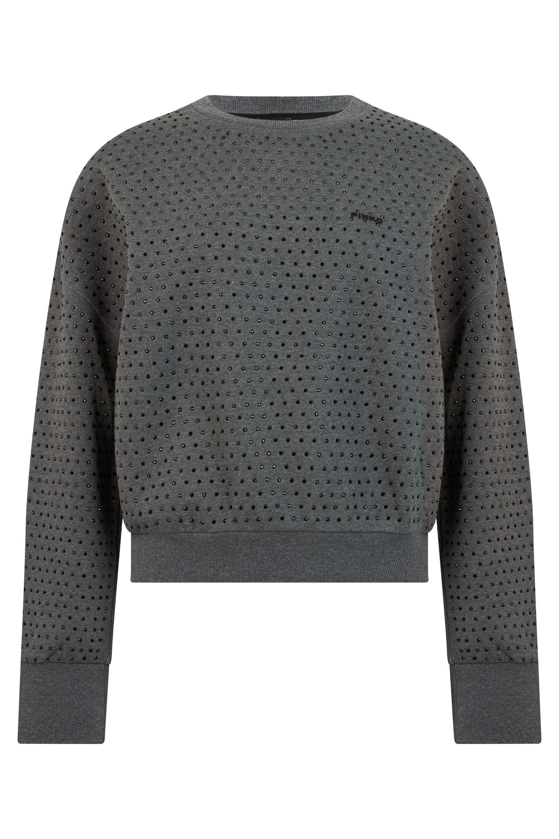 Cropped Sweatshirt with Applications and Long Sleeves
