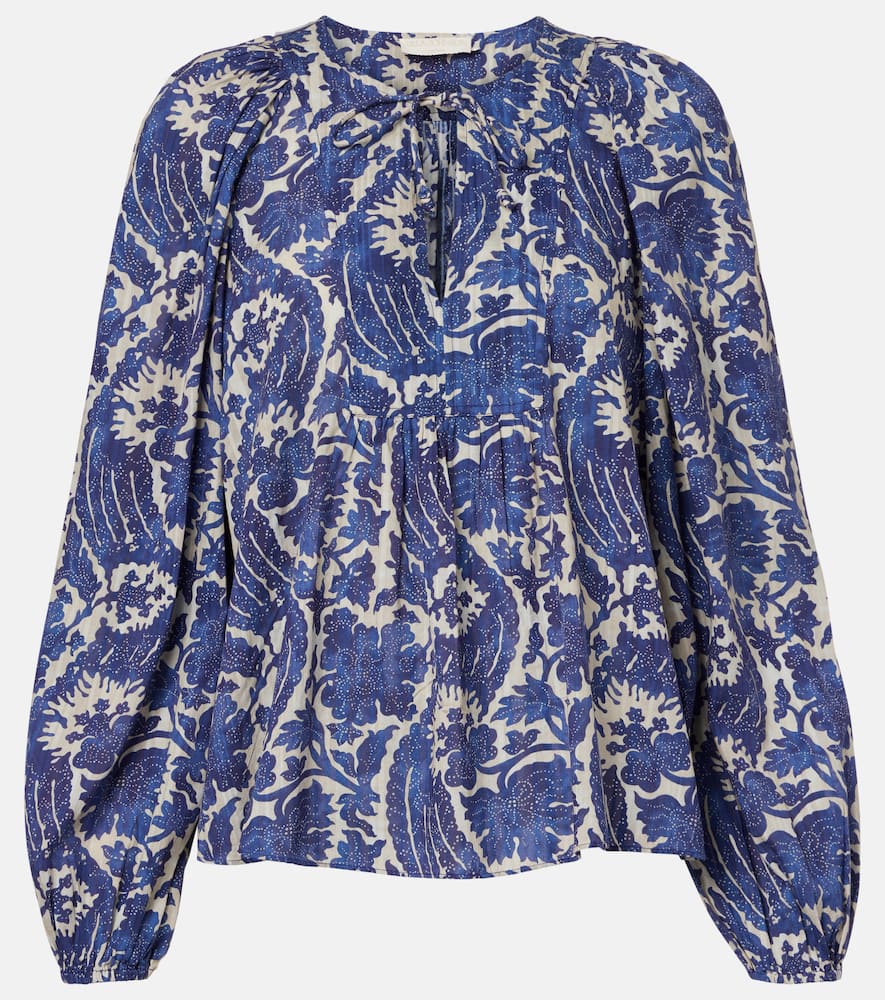 Brea printed cotton-blend blouse