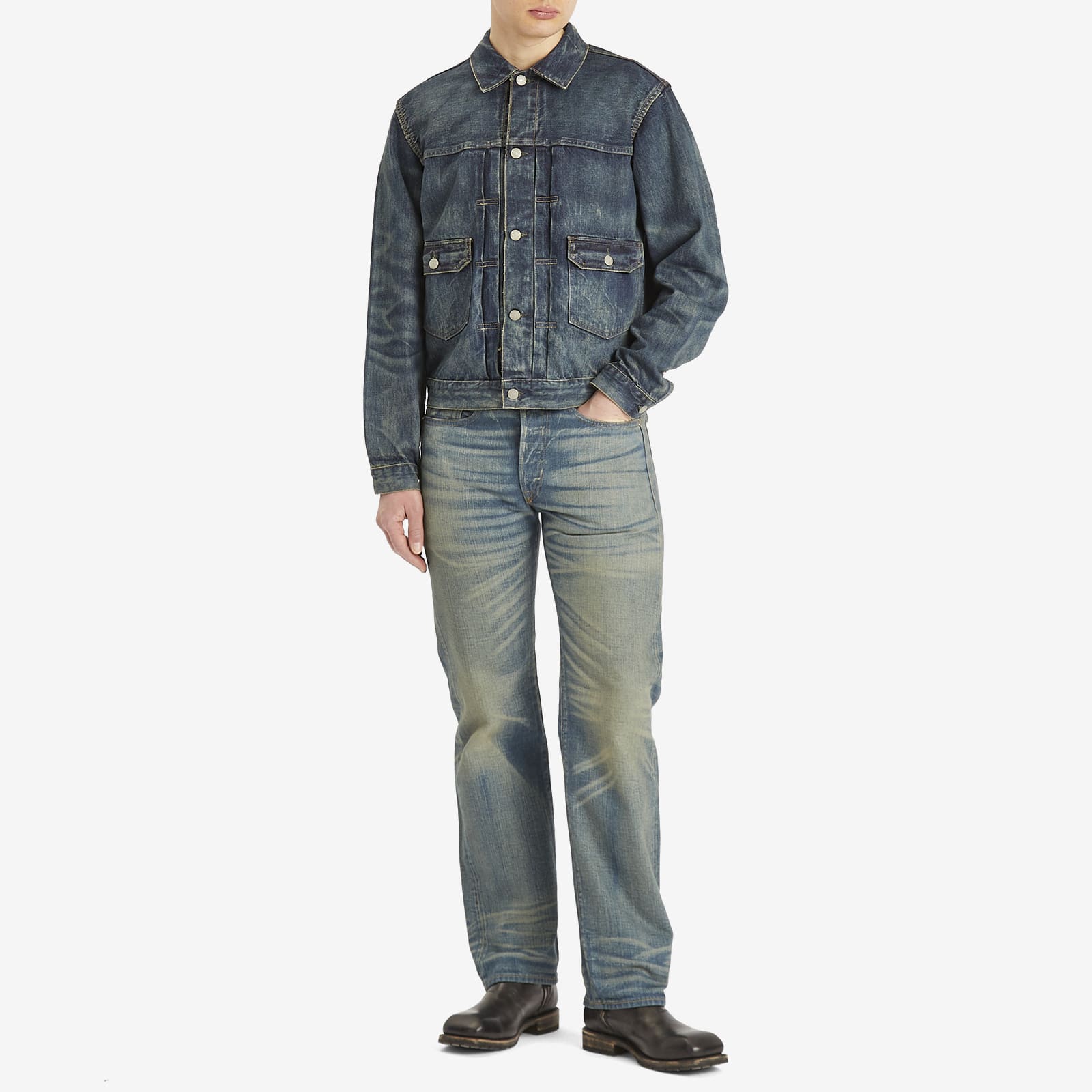RRL Men's Type 2 Denim Trucker Jacket in Westview Wash