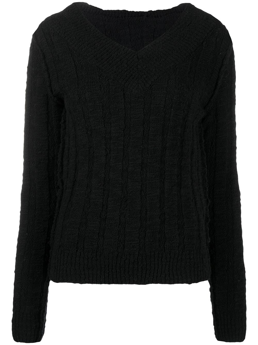 Knitted V-neck jumper - Black