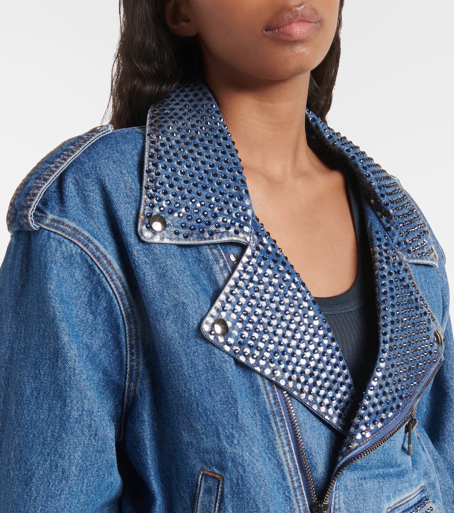 Crystal-embellished denim jacket