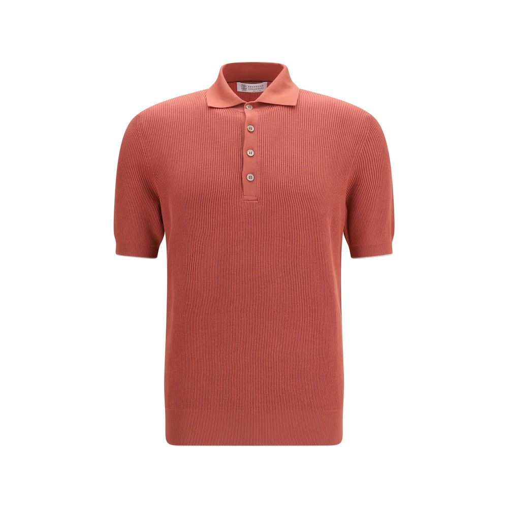 Cotton Ribbed Polo Shirt — Red
