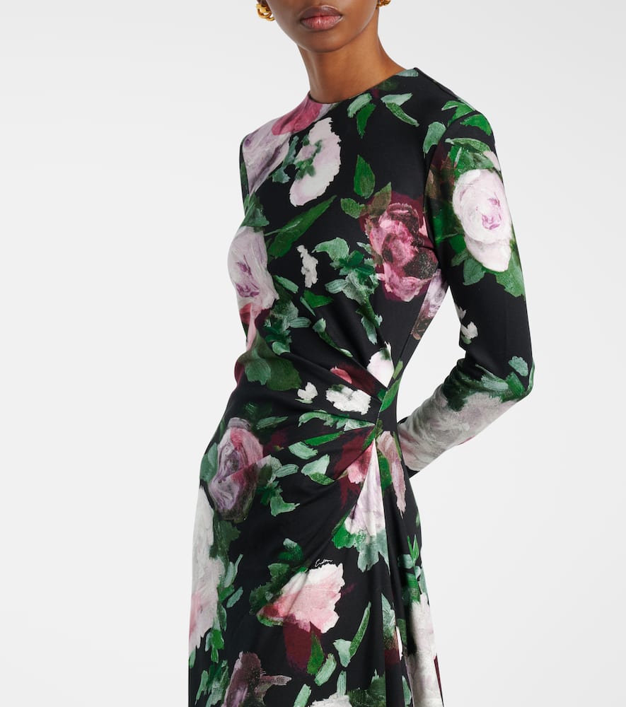 Draped floral midi dress