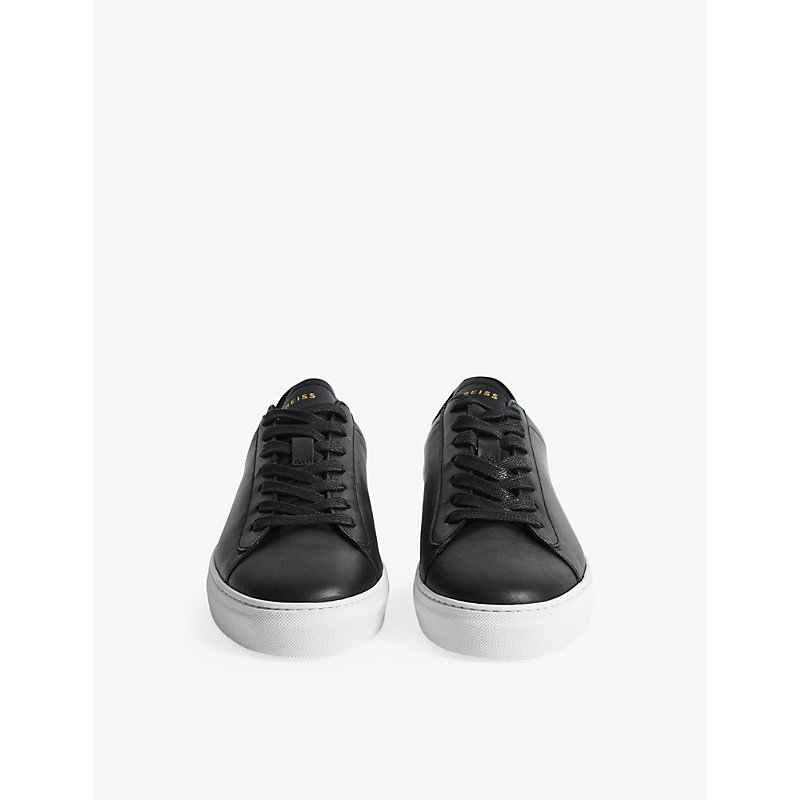 Mens Black Finley Leather Low-top Trainers