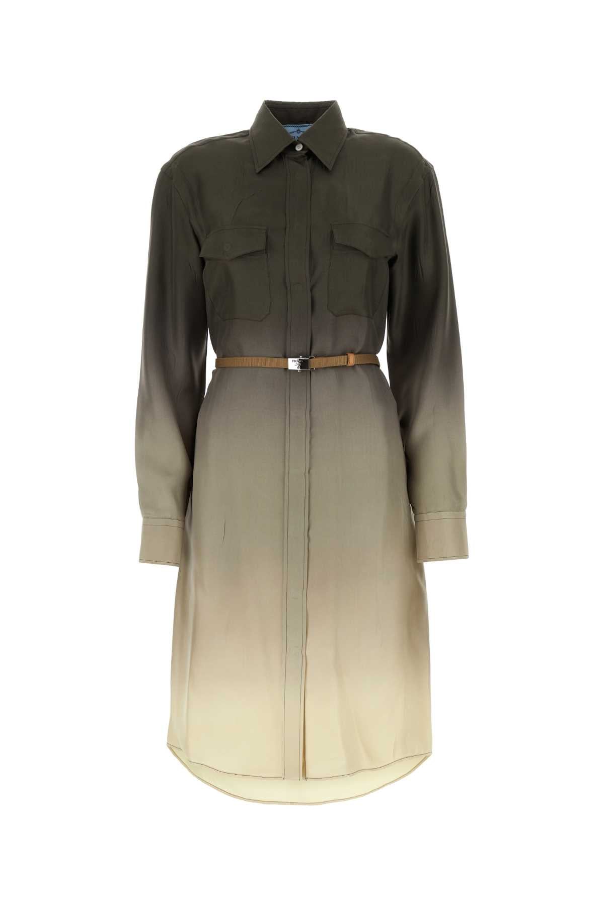 Ombré Twill Shirt Dress — Green