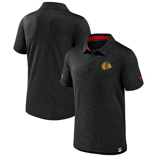 Men's Fanatics Black Chicago Blackhawks Authentic Pro Jacquard Polo