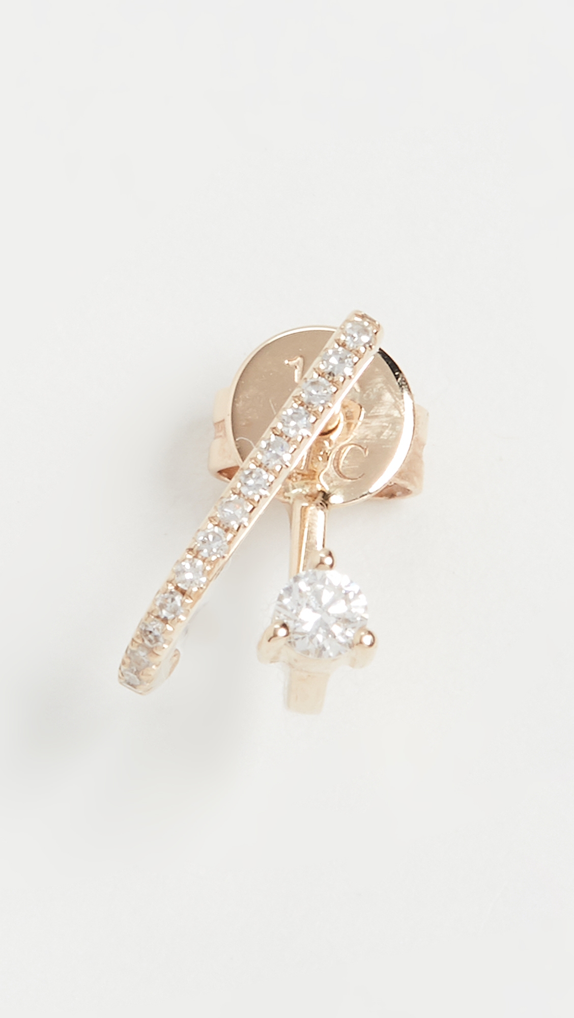 14k Single Prong Set Diamond Illusion Stud Yellow Gold One Size