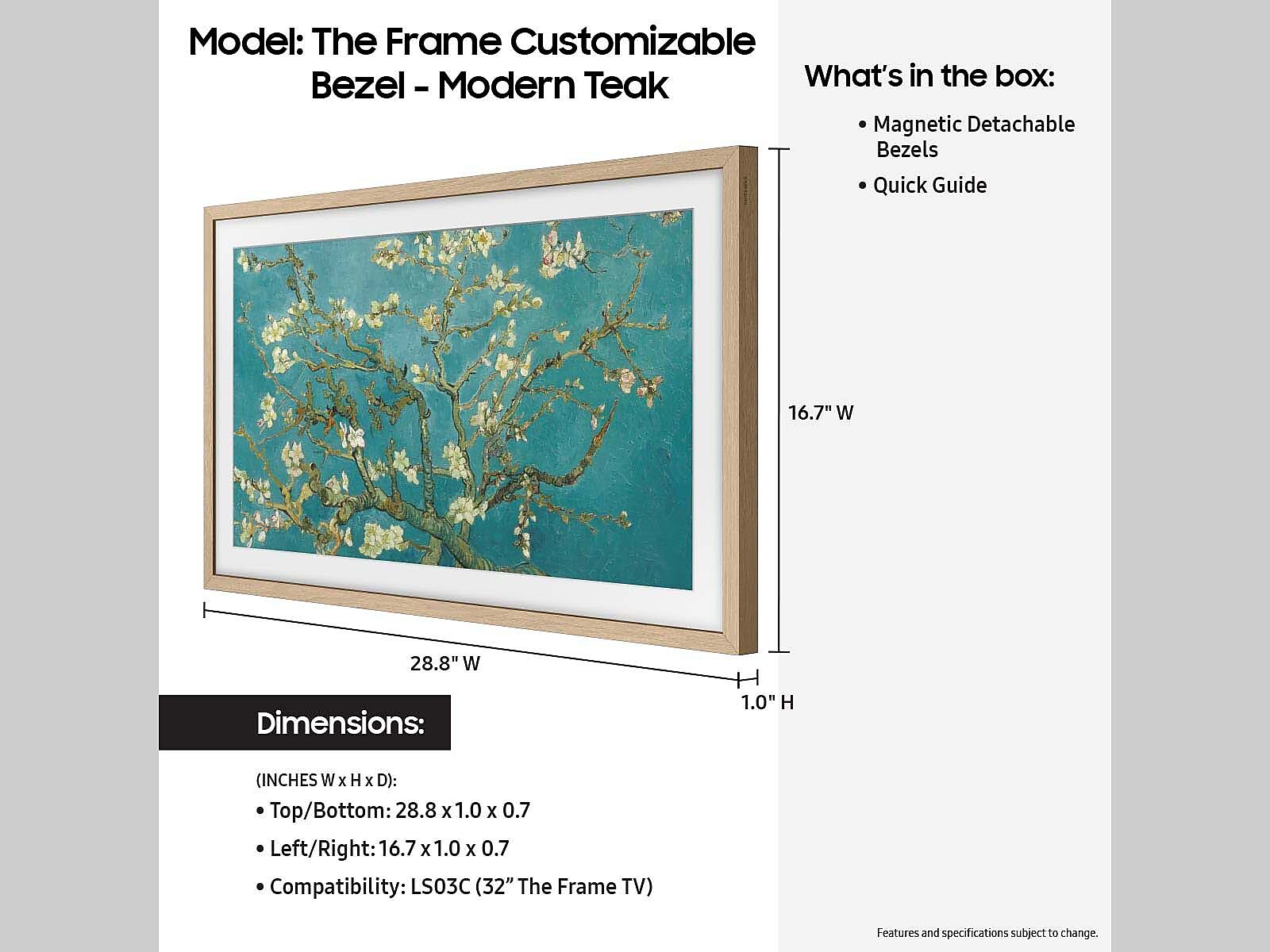 (2023-2024) 32" The Frame Customizable Bezel - Modern Teak