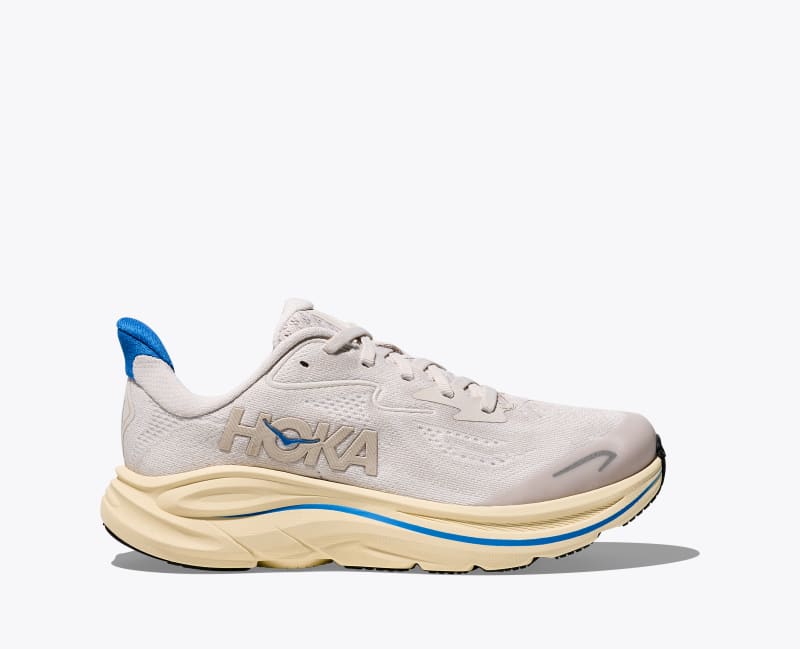 HOKA Clifton 10 Shoes in Stucco/Virtual Blue