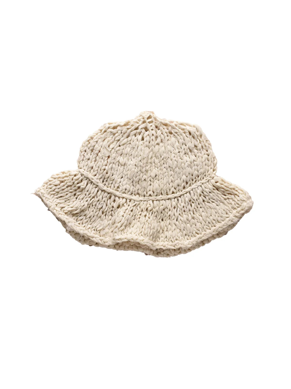 Beige Wide Floppy Brim Cotton Knit Hat