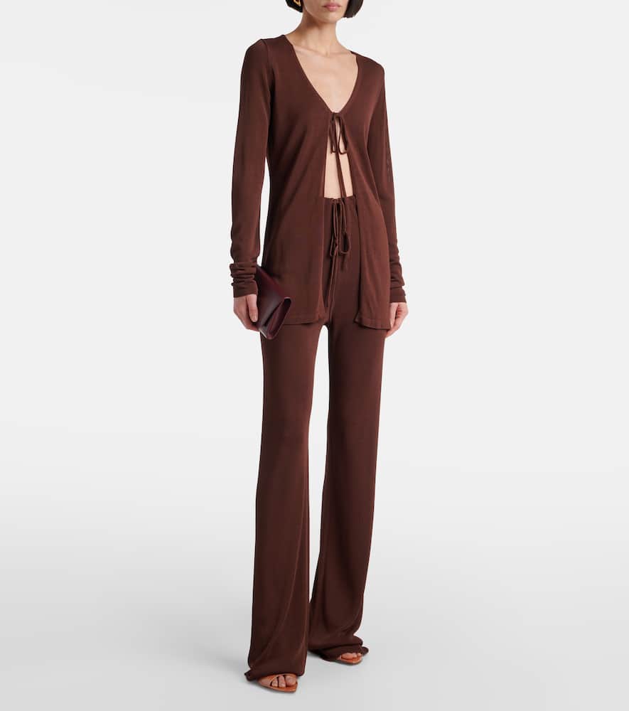 Ribbed-knit flared pants
